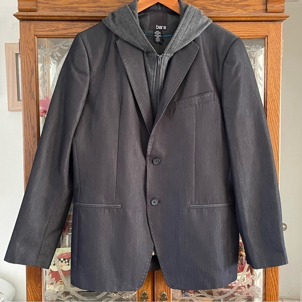 Bar III Hoodie Sports Jacket Blazer Streetwear Full Zip Grey Size L
